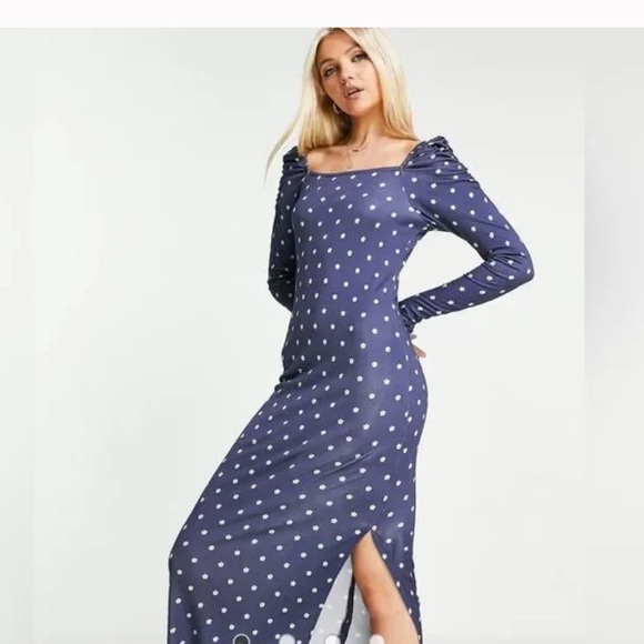 TED Baker Ditsy Spot Long Sleeve Jersey Midi Dress 2 - Picture 1 of 10